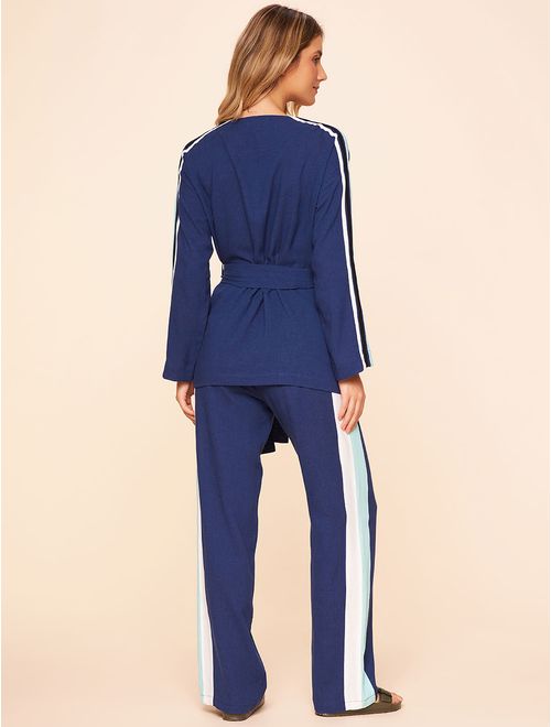 Kimono + Calça Em Linho Double Colors