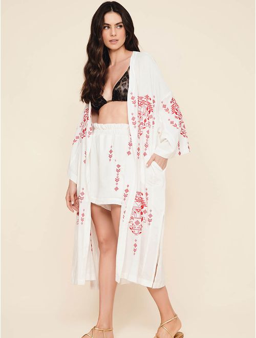 Kimono + Shorts em Linho Lisos Raja