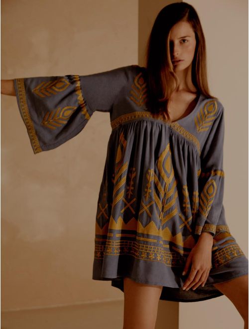 Kaftan Bordado Em Linho Uluwatu