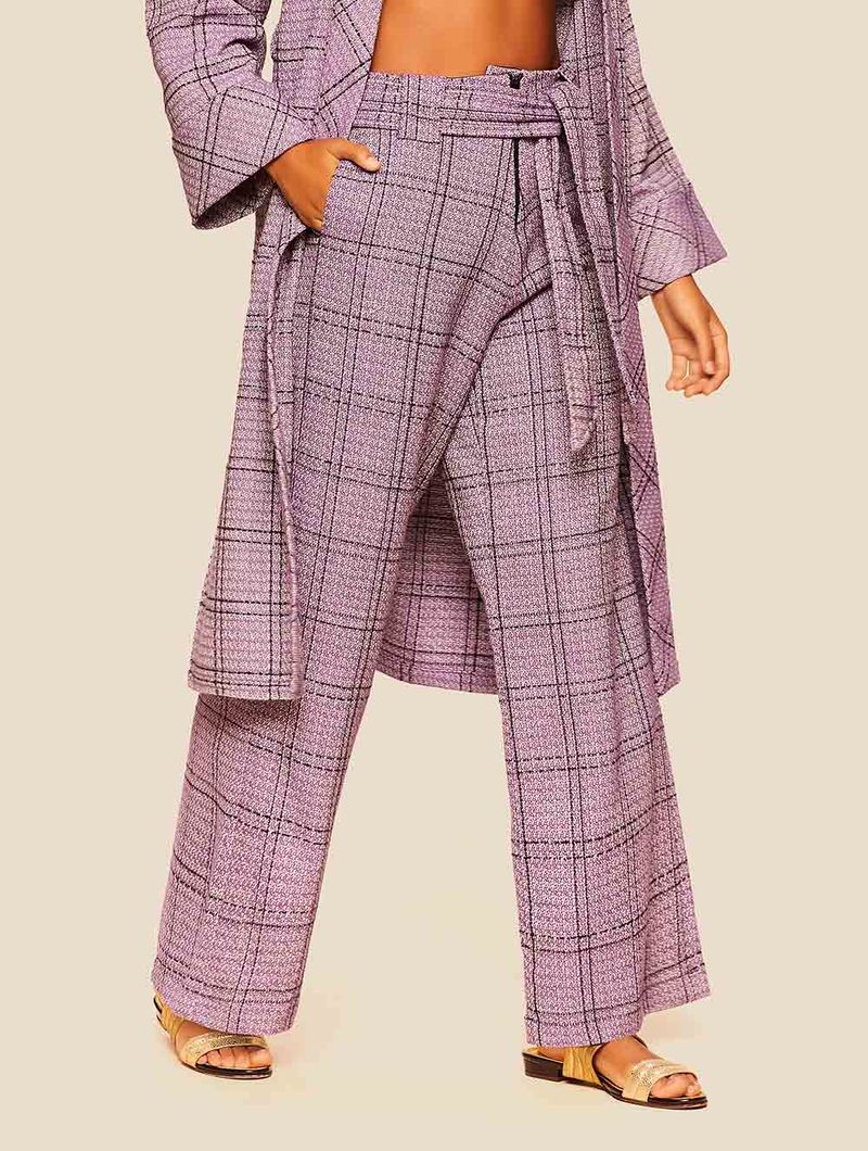 Kimono Xadrez + Calça Pantalona Xadrez Lisos Monterrey Roxo Astral Cia Marítima