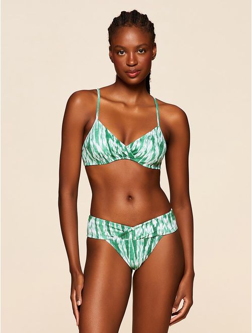 Top Meia Taça + Tanga Faixa Estampada Playa