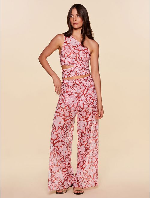 Blusa Ombro Único + Calça Longa Estampada Radiante