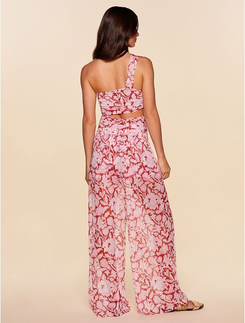 Blusa Ombro Único + Calça Longa Estampada Radiante