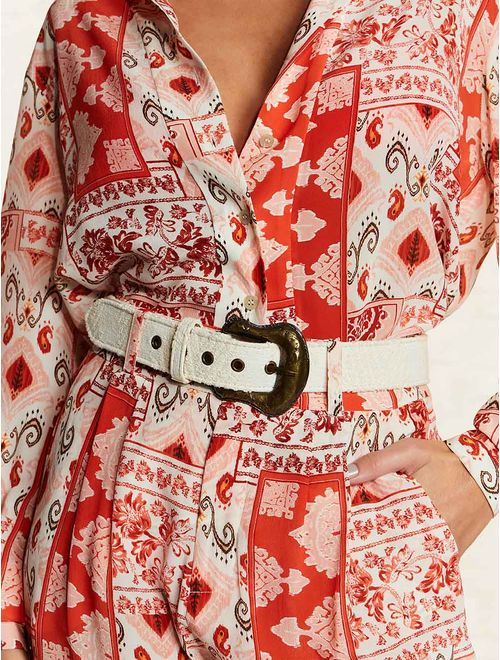 Cinto de Couro em Jacquard