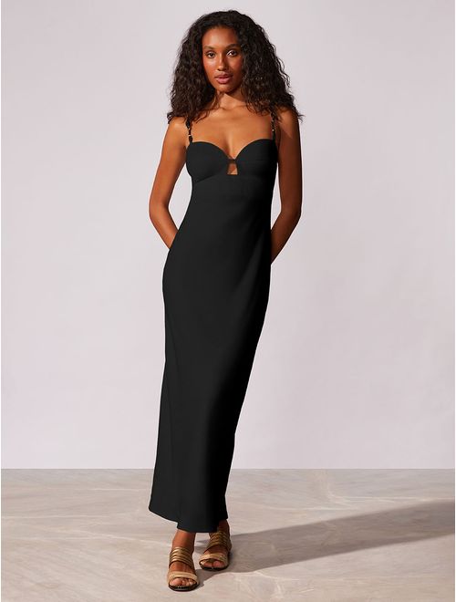 Vestido Midi com Linho Noir