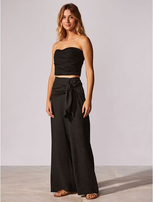 Calça Reta com Linho Noir