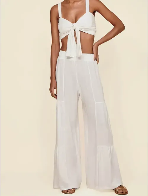 Calça Pantalona em Linho Lisos Raja
