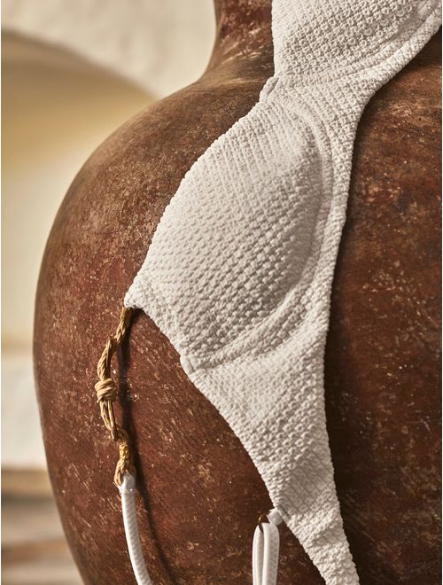 Top Meia Taça com Textura Noir