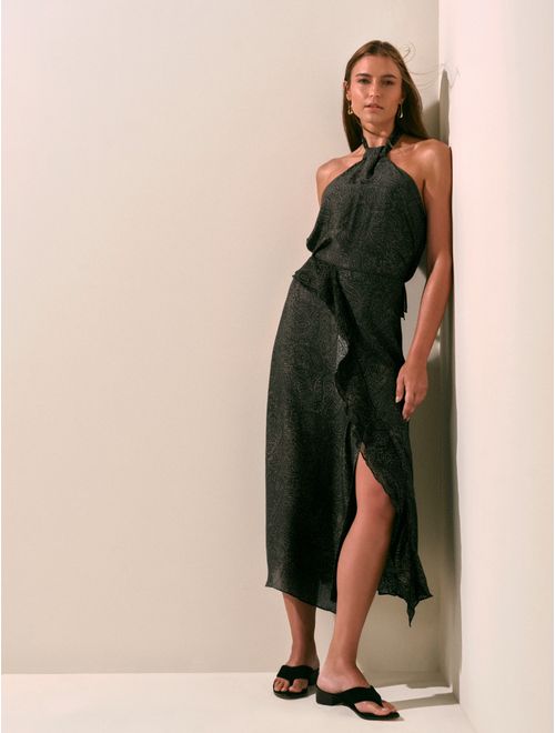 Saia Midi Estampada All Black