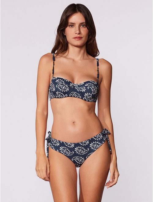 Top Meia Taça + Tanga Lateral Média Estampada Costa Azul