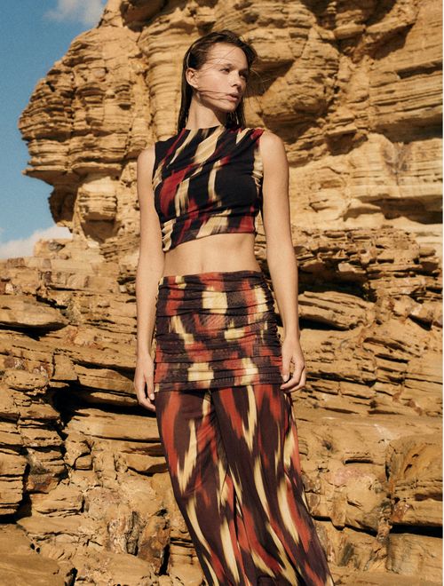 Calça Pantalona Estampada Solar