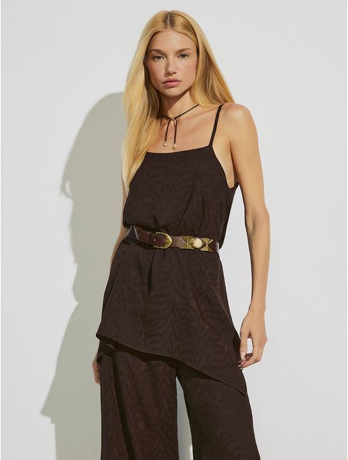 Blusa Assimétrica Lisos Jacquard